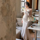 Sexy Sleeveless Midi Strapless Dress Women Elegant French Fashion Evening Party Lady Vestidos Sexy Dresses Female
