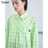Women Shirts Spring Autumn Classic Plaid Check Blouse Long Sleeve Turn-down Collar