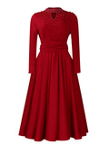 Women's New Fashion High-Neck Elegant Nail Beads Big Swing Dress Waist African