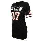 Dress Women Summer Sexy Bodycon Y2k Queen Letters Print Casual Short Sleeve Sport Punk Tracksuit Slim Work Daliy Vestidos-Outfit