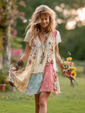 Flower Striped Vest Dress Dress Vacation