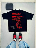 Men's T-Shirt Y2K Short-Sleeved Men's Former Dormitory Hip-Hop Loose Letter Printing Handsome Fried Street Round Collar Cotton Oversized T-Shirt-Outfit