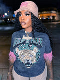 Summer Clothes Streetwear Short Sleeve Crop Tops Women 2022 O Neck Feather T Shirts Tees Female Black Graphics T