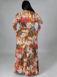 Plus Size Print Wrap Maxi Dress with