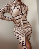 shirt dress long sleeve sexy waist waist printed cardigan