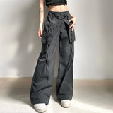 New Spring Women's Wear High Waist Design Feeling Cross Ribbon Fashion Street Style Leisure Woven Trousers-Outfit