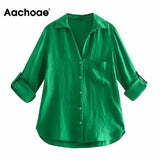 Women Solid Shirts Long Sleeve Turn Down Collar Solid Office Lady Shirts Candy Color Casual Loose Tops Chemise