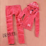 Toloer / Fall 2023 PINK Women's Brand Velvet Fabric Tracksuits Velour Suit Women Tracksuit Hoodies And Pants SIZE S - XL 102-1-Outfit