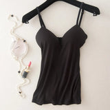 Padded Bra Spaghetti Strap V Neck Vest Cami Tank Tops Shirt