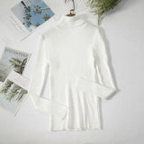 2021 Autumn Winter Sweater Knitted Women Khaki Long Sleeve Slim Casual Turtleneck Pullover Ladies White