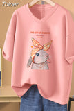 100% Cotton L-5XL T Shirt Plus Size Tshirt Short Sleeve Cartoon Women Top Summer Sweet Couple V Neck Oversized T