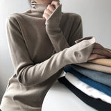 Women's Turtleneck Slim Fit Sweater Roll Collar Pullover Ladies High Neck Inner Long Sleeve Knit Tops Winter