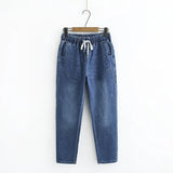 size 5XL Women Jeans 2020 New Autumn Winter Elastic waist Denim Trousers Large size Loose Female Washed Harem Pants