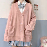Style V-neck Sweater Knitted Cardigan Spring Autumn Cotton Sweater JK Uniform Multicolor Women's Wear Pull Femme