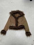 Retro Millard Hair Collar Flower Embroidery Short Warm Coat Thairy