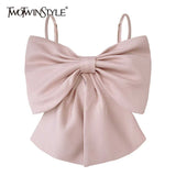 Sexy Patchwork Bow Women Vest Square Collar Sleeveless Spaghetti Strap Slim Tunic Tank Tops Female Clothes 2022