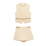 Spring Belt Vest 2010816 Wide Pleated Skirt 7385407-Outfit