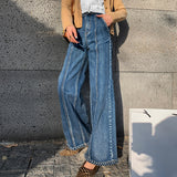 Casual Blue Denim Trousers For Women High Waist Loose Straight Full Length Jeans Female 2021 Summer Fashion