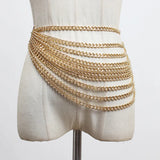 Metal Chain Split Joint Irregular Long Belt Personality Women New Fashion Tide All-match Spring Autumn 2023