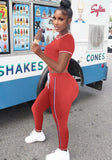 Tight Fitting Crop Top and Pants Casual Two Piece