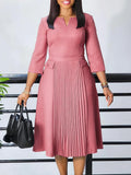 Women's Clothing 2025 Autumn New Fashion Temperament Elegant Solid Color Pressure Folding Large Size African