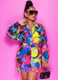 Retro Print Long Sleeve Shirt