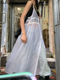 Thin Woman Dress 2024 Vestidos De Mujer Fashion White Sling Robe Femme See Throught Fashion Korean A-line Sexy Dresses-Outfit