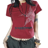 Women y2k Clothes Crop Tops Summer 2024 T-shirts Vintage Aesthetic Short Sleeve Tees Female Clothing Young Girls Streetwear-Outfit
