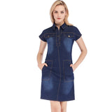 Summer Fashion Denim Dress Hot Sale Casual Loose Jean Dress Lady Plus Size Slim Short Sleeve Clothing Elegant Dress