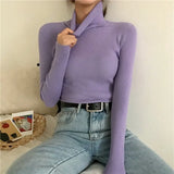 Solid Color Basic Versatile Turtleneck Sweater Thick Winter Long Sleeve Classic Knitted Bottoming Shirt Women Top
