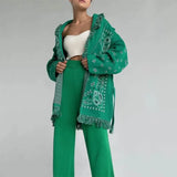Print Boho Fringe Jacket with