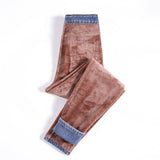 Jeans for Women Velvet Thick Warm Denim Pants High Waist Fleece Mom Jeans Baggy Vintage Wide Leg Harem Denim