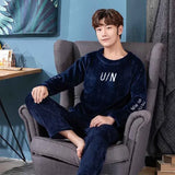 Winter Pajamas Thicken Warm Soft Flannel Pajamas Man Long-sleeved Sleepwear Couple Homme Nightwear