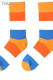 1 Pair Men Dress Socks Cotton Colorful Striped Plaid Printed Comfort Happy Socks Skate Funny Geometry Dot Wedding