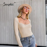 Sexy sheath women's pullover autumn High street solid slim jumper sweater female Fashion ladies long sleeve top