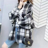 Thick Hair This Plaid Shirt Women Loose Long Autumn And Winter New Hong Kong Taste Shirt Coat