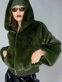 Casual Zipper Up Long Sleeve Short Fleece Hoody