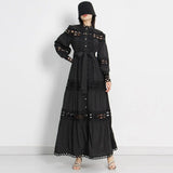 White Loose Dress For Women Stand Collar Long Sleeve High Waist Cut Out Solid Midi Dresses Female Spring