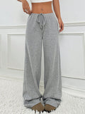 Autumn And Winter Women's New Casual Striped Solid Rubber Rope Cotton Straight