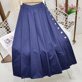 2021 New Solid Button Skirts Japanese Streetwear High Waist Hip A-Line Skirt Korean Chic Sweet Pleated Faldas