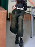 Ripped Denim Shorts with Wide Leg