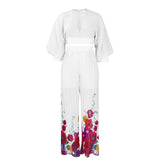 Neck Chiffon Lantern Sleeve Top Presses Two-Piece