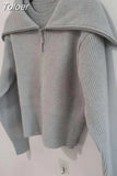 New Autumn And Autumn Fashion Casual Solid Zipper High Collar Wool Sweater Simple Long Sleeve Thick Sweater Top Women