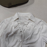 Cuff Neckerle Loaf Side Draw Rope Long-Sleeved Shirt Men And Women In Net Red Personality Court Shirt