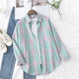Plaid Shirt Women 2021 New Spring Autumn Womens Tops Loose Design Style Lady Casual Long Sleeve Blouse Clothes