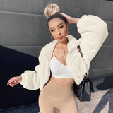 Lambswool Short Coat Teddy Faux Fur Women Crop Coats Zipper Loose Outwear Streetwear 2020 Autumn Winter Jacket