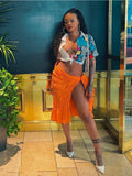 Summer Streetwear Long Skirts For Women 2023 Black Ruched Pink Skirts Fashion Orange Green Purple Pleated Midi Skirt Women 703-1-Outfit