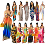 Toloer New Women's Casual Loose Print Cotton Slip Dress-Outfit