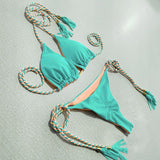 Swimsuit Girl Bikini Split Sexy Triangle Double-Sided Bump Beach Bikini Swimsuit