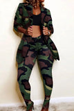 Fashion Print Turndown Collar Long Sleeve Blazer Suit Two Pice